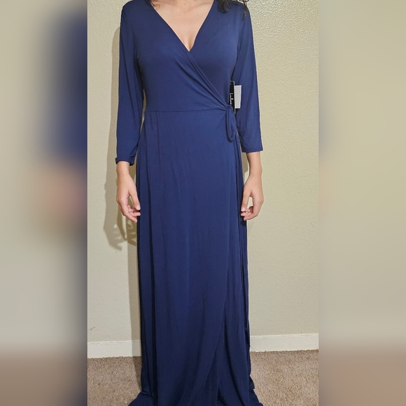 Lulu's Deep Blue Long Sleeve Dress - Picture 3 of 11